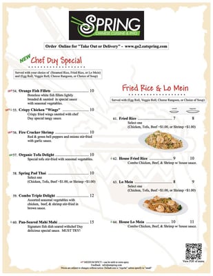 Spring Chinese Cuisine & Pho menu 2